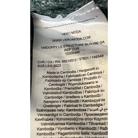 Brand New Vero Moda Women's 1X Plus Melange Sea Moss Long Sleeve T-Shirt Top - Picture 8 of 10